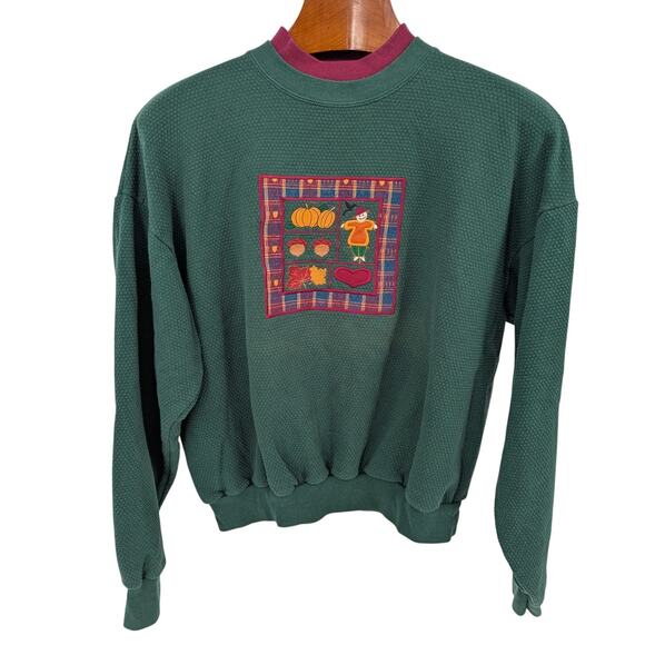 Vintage M&C Sportswear Large Green Textured Fall Pullover Sweater Size Large L - Picture 1 of 5